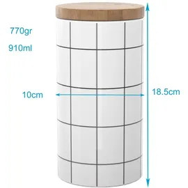 Intirilife Vorratsdose Keramik weiß 10 x 18,5 cm 1000 ml