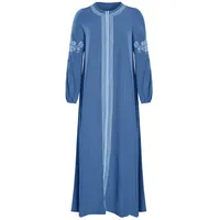 Lazzboy Muslimisches Kleider Frauen Kaftan Arab Jilbab Abaya Spitze Nähen Maxikleid Damen Langarm Abendkleider Muslim Hochzeit Kleidung Saudi-arabien Rockabilly(Hellblau,5XL) - 5XL