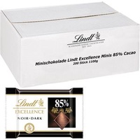 Lindt Minischokolade Excellence Minis 85% Cacao, Minischokoladentäfelchen Edelbitter 200Stück 1100g