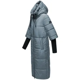 Navahoo Damen, Langer Wintermantel mit Rippstrickärmel
