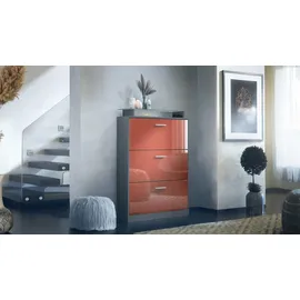 Vladon Today 155,5 x 95 x 28 cm weiß matt/Bordeaux Hochglanz mit 4 Klappen, 2 Schubladen und 3 offenen Fächern