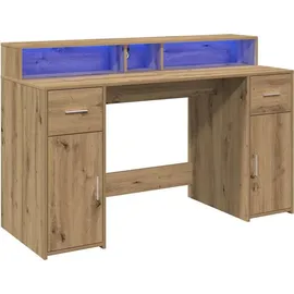 vidaXL LED-Schreibtisch Artisan-Eiche 140x55x91 Holzwerkstoff