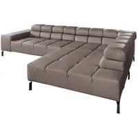 KAWOLA Sofa NELSON Ecksofa Leder dunkelbraun mit motorischem Sitzvorzug Recamiere rechts - Dunkelbraun