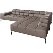 KAWOLA Sofa NELSON Ecksofa Leder dunkelbraun mit motorischem Sitzvorzug Recamiere rechts - Dunkelbraun