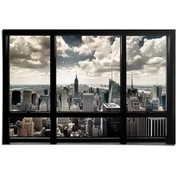 Poster REINDERS "New York Fenster", schwarz (farbe bild(er): schwarz), B:91,5cm H:61cm, Papier, Bilder