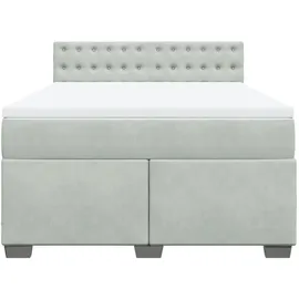 vidaXL Boxspringbett mit Matratze Hellgrau 140x200 cm Samt