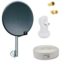 PremiumX Balkon Satelliten-Komplettanlage 60cm SAT Antenne Single LNB 10m