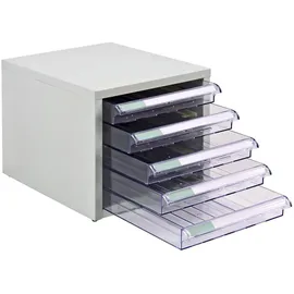 Proregal Schubladencontainer Kobra mit 5 Schubladen HxBxT 15,5x27x34cm | Lichtgrau