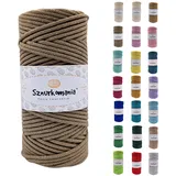 Sznurkomania, Baumwollkordel 3mm 100m, 46 Farben, Häkelkordel, Geflochten Baumwollkordel 3mm, Makramee Kordel, Makramee Garn, Premium Garn, Makramee Seil (Mokka)