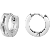 ZEEme Creolen Edelstahl glanz Zirkonia weiß one-size