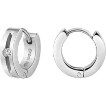 ZEEme Creolen Edelstahl glanz Zirkonia weiß one-size