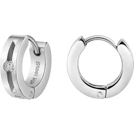ZEEme Creolen Edelstahl glanz Zirkonia weiß one-size