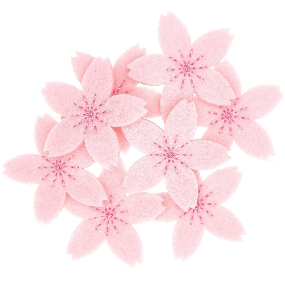 Filzstreu Kirschblüten Rosa-Pink Bestickt