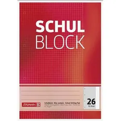 BRUNNEN 1052526 Block „Schulblock“ A4 kariert, mit Rand, Lin. 26