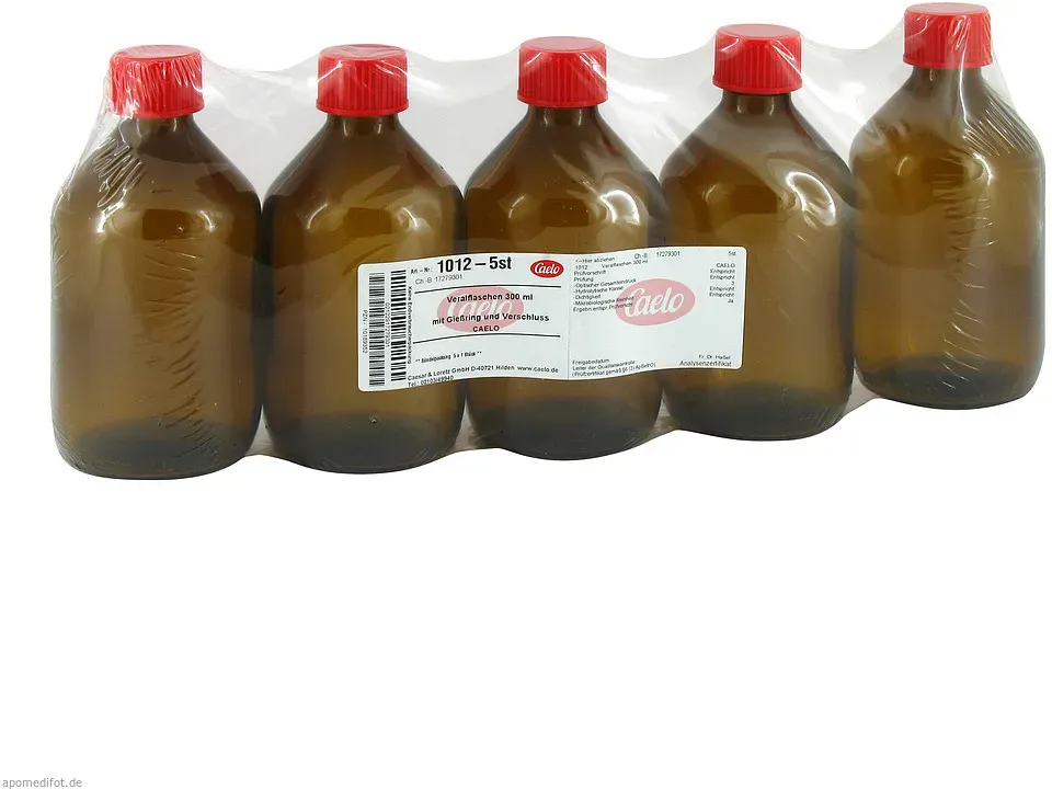 Veralflasche braun 300 ml m.Gießring u.Verschl. 5 St