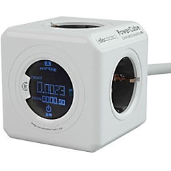 Allocacoc 8910 / DEEXMO PowerCube Steckdosenwürfel mit Energieverbrauchsmonitor 4 Steckdosen 1,5 m Weiß, Grau