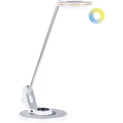 LED Schreibtischlampe CORVUS mit Dimmer Metall Weiß / Silber