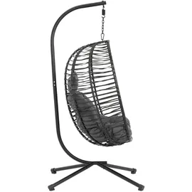 Uniprodo Outdoor-Hängesessel mit Gestell Hängesessel Garten faltbar schwarz/grau 150 kg