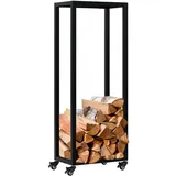 CLP Kaminholzregal Hilta Metall 40 x 25 x 100 cm schwarz