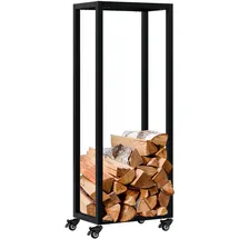 CLP Kaminholzregal Hilta Metall 40 x 25 x 100 cm schwarz