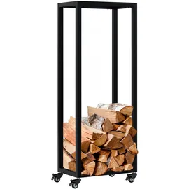 CLP Kaminholzregal Hilta Metall 40 x 25 x 100 cm schwarz