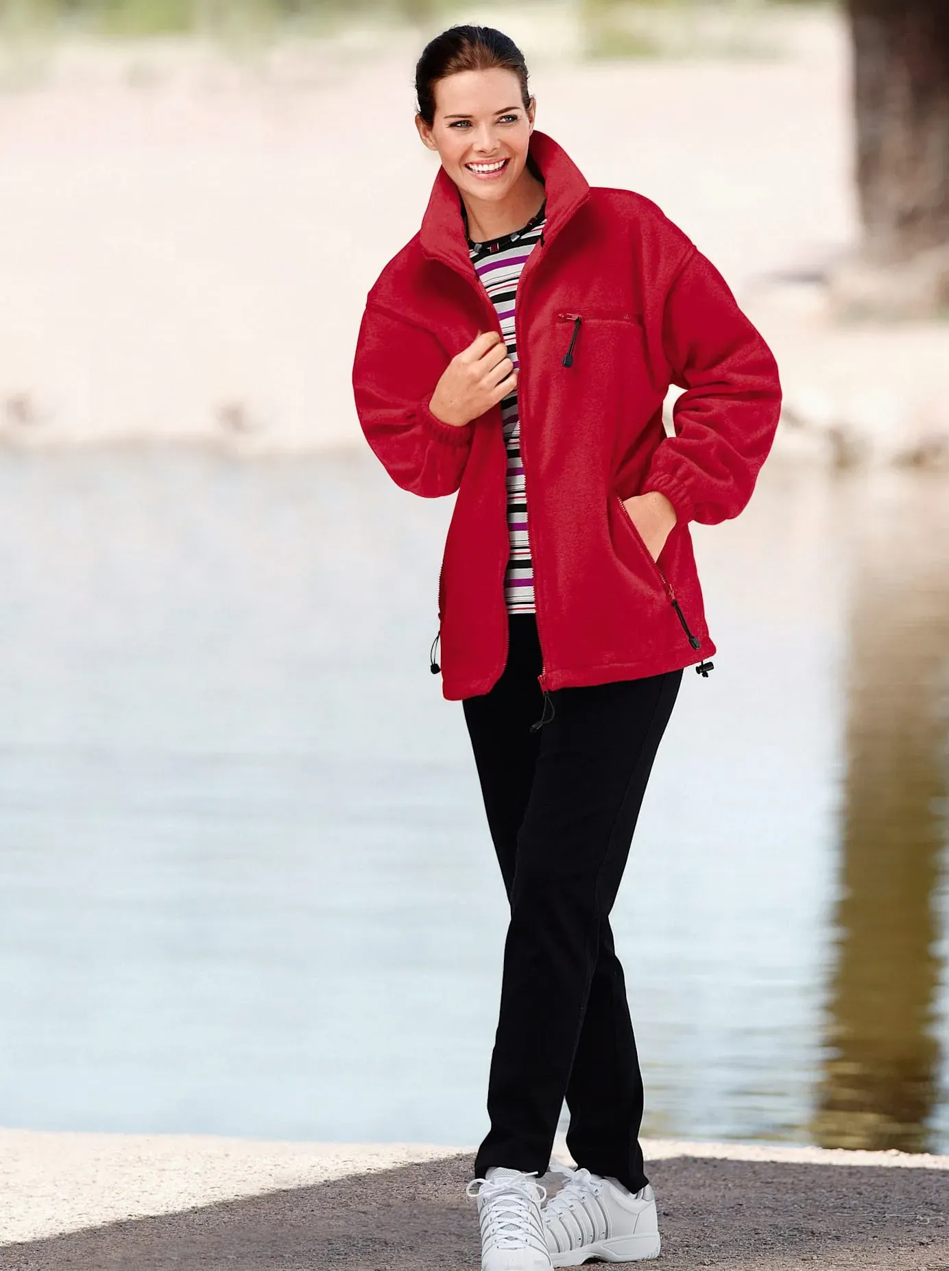 Fleecejacke CLASSIC, Damen, Gr. 44/46, rot, 100% Polyester, unifarben, Jacken Fleecejacke