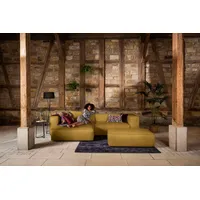 W.SCHILLIG Ecksofa around-the-block Mega-Sofa & Hocker, viel Platz, Breite 300cm, L-Form, Spar-Set, inklusive Hocker, mit eleganter Biese, mit Federkern gelb