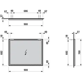 Laufen Frame 25 Spiegel ohne Beleuchtung, 700x25x900, H4474059001441