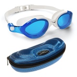 AqtivAqua Schwimmbrille Herren Damen Schwimmbrillen Erwachsene Kinder SX (Blaue Brille + Blaues Etui)