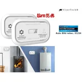 VisorTech 2er-Set digitale Kohlenmonoxid-Melder, 85 dB, Display, DIN EN 50291