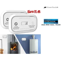 VisorTech 2er-Set digitale Kohlenmonoxid-Melder, 85 dB, Display, DIN EN 50291