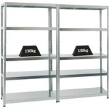 Proregal Mega Deal 2er-Sparset Metallregal Steel Eagle HxBxT 180 x 100 x 40 cm Fachlast 130kg Verzinkt Schwerlastregal Küchenregal, Kellerregal, Steckregal, Garagenregal, Lagerregal