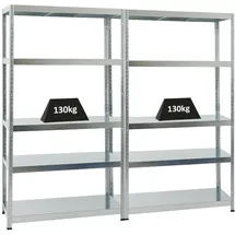 Proregal Mega Deal 2er-Sparset Metallregal Steel Eagle HxBxT 180 x 100 x 40 cm Fachlast 130kg Verzinkt Schwerlastregal Küchenregal, Kellerregal, Steckregal, Garagenregal, Lagerregal