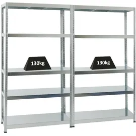 Proregal Mega Deal 2er-Sparset Metallregal Steel Eagle HxBxT 180 x 100 x 40 cm Fachlast 130kg Verzinkt Schwerlastregal Küchenregal, Kellerregal, Steckregal, Garagenregal, Lagerregal