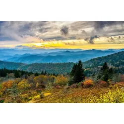 Fototapete PAPERMOON "Herbst Sonnenuntergang Cowee Mountain", bunt, B:5,00m L:2,80m, Vlies, Tapeten