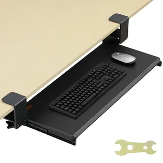 Vevor Klemmbare Tastaturablage unter dem Schreibtisch, Tastaturauszug zum Herausziehen mit Stabiler C-Klemmhalterung, große 680 x 280 mm Ausziehbare Computer-Schublade zum Tippen zu Hause