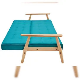 SalesFever Schlafsofa skandinavisch Strukturstoff Eukalyptus Massivholz Relaxfunktion