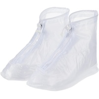 PATIKIL L Wasserfest Schuhe Cover 1 Paar PVC Wiederverwendbar Rutschfeste Überschuhe Regen Galoschen Schneestiefel Protektor mit Reißverschluss für Männer Frauen Regnerisch Draußen Weiß - L