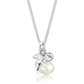 Elli Halskette Engel mit Süßwasserzuchtperle 925 Silber/Weiß