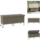 Gartentruhe mit Rollen Grau 160x55x75 cm Poly Rattan - Gartentruhe - Gartentruhen - Garten Auflagenbox - Auflagenbox