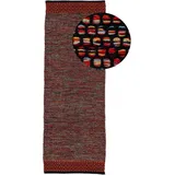 carpetfine Baumwollteppich Kelim Mia Läufer Orange 75x240 cm | Moderner Teppich für Wohn- und Schlafzimmer