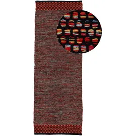 carpetfine Baumwollteppich Kelim Mia Läufer Orange 75x240 cm | Moderner Teppich für Wohn- und Schlafzimmer