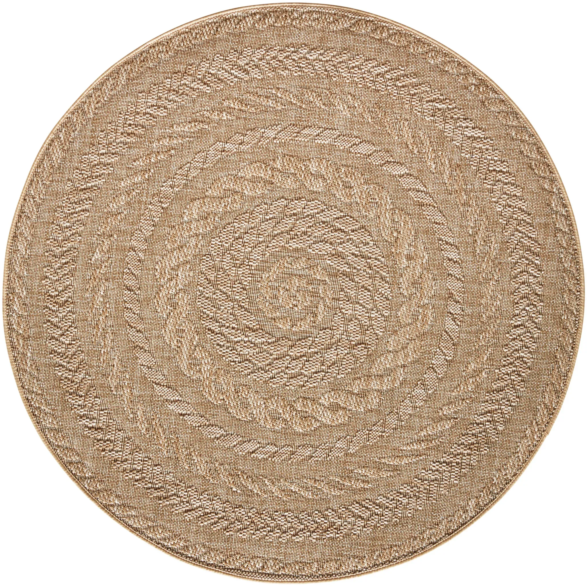 Teppich NORTHRUGS "Almendro" Teppiche Gr. Ø 200 cm 1 St., 6 mm, beige (beige, braun) Sisal Optik, Robust, Pflegeleicht, Flachgewebe