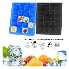 Intirilife 2x Eiswürfelformen in SCHWARZ - 2er Set à 24 Fächer Eiswürfel Silikonformen mit Deckel - 18 x 13 x 2.5