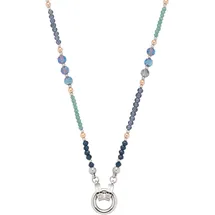 LEONARDO Charm-Kette "Halskette Natalina Clip&Mix", gold (edelstahlfarben, gelbgoldfarben, blau, türkis, schwarz), Halsketten, Damen, Edelstahl, L: 80 B: 8mm, mit Glasperle, B:8mm