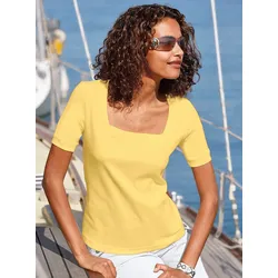 Kurzarmshirt CASUAL LOOKS "Shirt", Damen, Gr. 36, gelb, 100% Baumwolle, unifarben, eckiger Ausschnitt, Kurzarm, Shirts