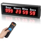 Spolehli Tage Countdown Uhr, 1.0" Jahres Countdown Uhren bis zu 999 Tage mit Stunden Minuten Sekunden für Ruhestand Weihnachten Hochzeit, Fernbedienung LED Countdown/Timing Up Timer Wanduhr