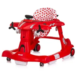Chipolino Lauflernhilfe Airplane 3 in 1 Lauflernwagen, Musik, Schiebespielzeug rot