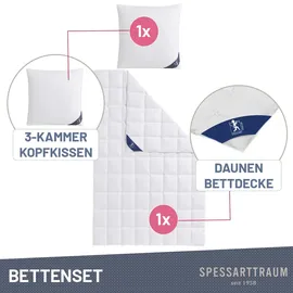 SPESSARTTRAUM Daunenbettdecke + 3-Kammer-Kopfkissen SPESSARTTRAUM "Exklusiv, 2-tlg, hergestellt in Deutschland, made in Germany, Set", weiß, B/L: 135cm x 200cm Anzahl Teile 1, B/L: 80cm x 80cm Anzahl Teile 1, Bezug: Baumwolle Füllung: Entendaune/-feder, warm,