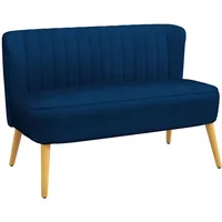 Homcom 2-Sitzer Sofa, Zweisitzer, Loveseat mit Leinenoptik, Holzbeine, Blau 117 x 56,5 x 77 cm Wohnzimmer, Sofas - Couches, Sofas